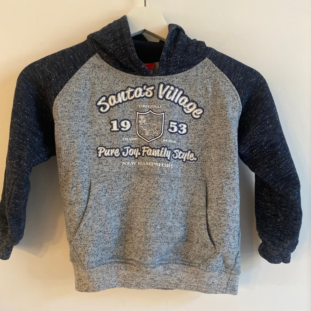 Santa's Village NH Pure Joy Family‎ Style Graphic Hoodie Sweatshirt Kids Size 6